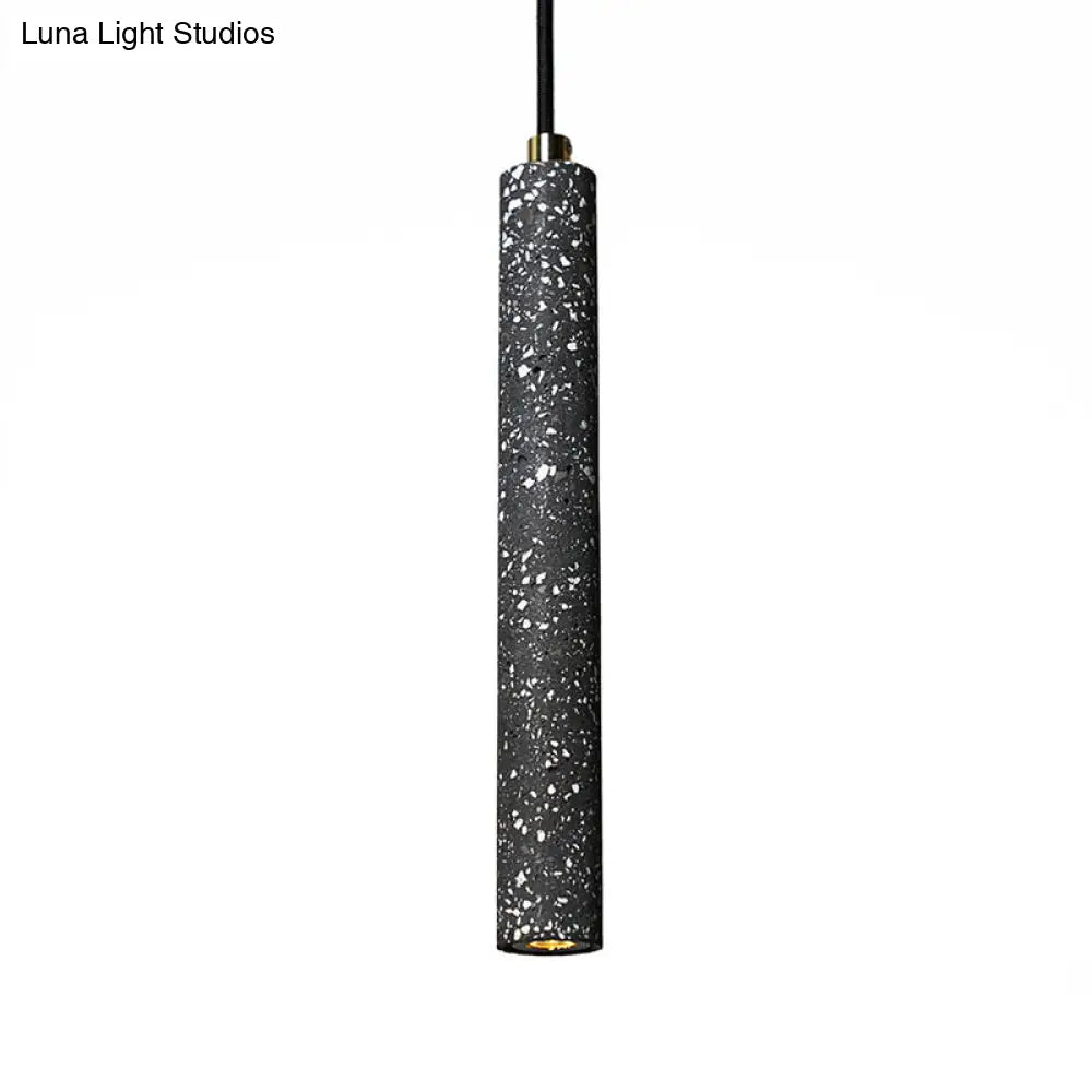 Terrazzo Flute Pendulum Light - Nordic Led Bistro Pendant (10/19.5 Tall) White/Black