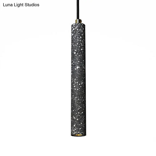 Terrazzo Flute Pendulum Light - Nordic Led Bistro Pendant (10/19.5 Tall) White/Black