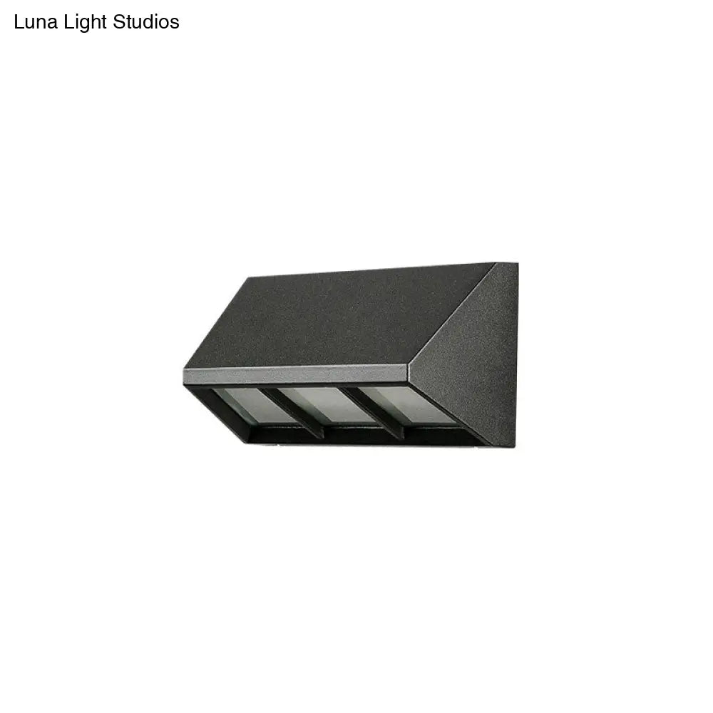 Textured Black Triangular Prism Led Wall Mounted Light - Modern Patio Sconce Lighting