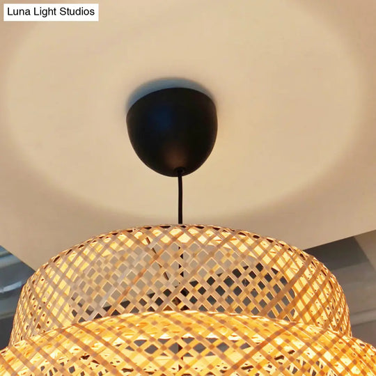 Tiered Bamboo Pendant Light In Modern Beige - Perfect For Restaurant Or Home