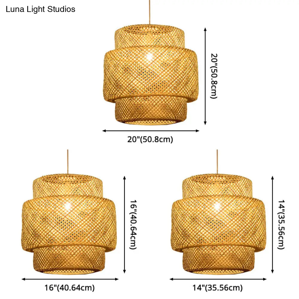 Tiered Bamboo Pendant Light In Modern Beige - Perfect For Restaurant Or Home