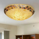 Tiffany 2 - Light Shell Flush Mount Ceiling Light In Beige For Bedroom - 3’ H X 12’ D