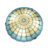 Tiffany Blue Dome Shade Flush Mount Ceiling Light With Jewel Decoration - Available In