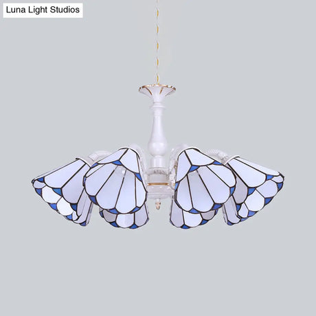 Tiffany Cone Pendant Chandelier With Adjustable Chain - Available In 3/5/6/8 Lights For Living Room