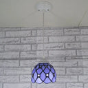 Tiffany Cut Glass Hanging Light Fixture For Bedroom - Beige/Light Blue/Dark Blue Dark