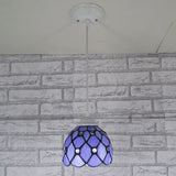 Tiffany Cut Glass Hanging Light Fixture For Bedroom - Beige/Light Blue/Dark Blue Dark