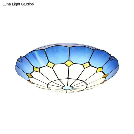 Tiffany Floral Flush Mount Ceiling Lights - 2 Light Bedroom Fixture