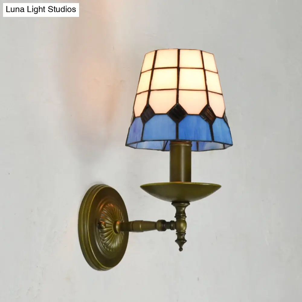 Tiffany Geometric Wall Mount Stained Glass 1-Light Sconce - Vibrant Colors Ideal For Living Room