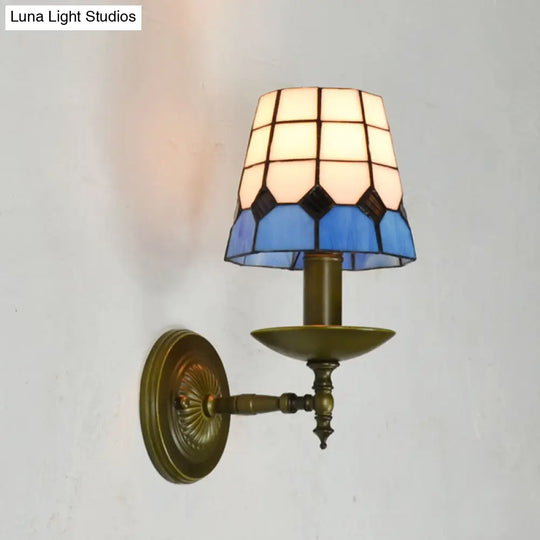 Tiffany Geometric Wall Mount Stained Glass 1-Light Sconce - Vibrant Colors Ideal For Living Room