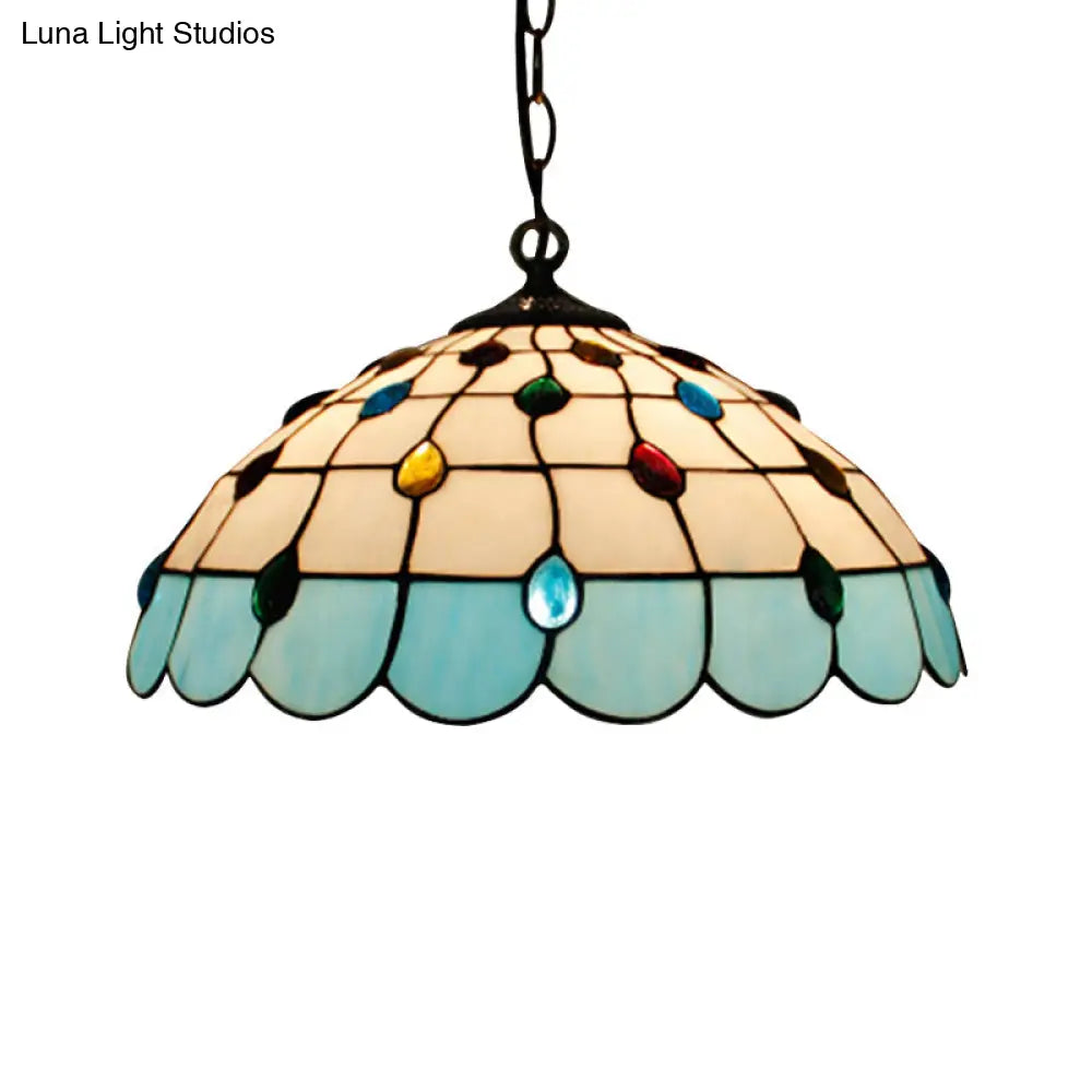 Tiffany Hand Rolled Art Glass Ceiling Light - Single Dome Pendant For Bedroom In Pink/Light