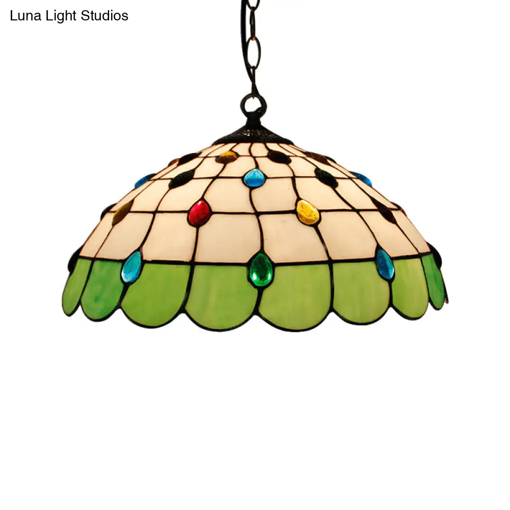 Hand Rolled Art Glass Ceiling Light - Tiffany Pink/Light Blue/Green Pendant For Bedroom