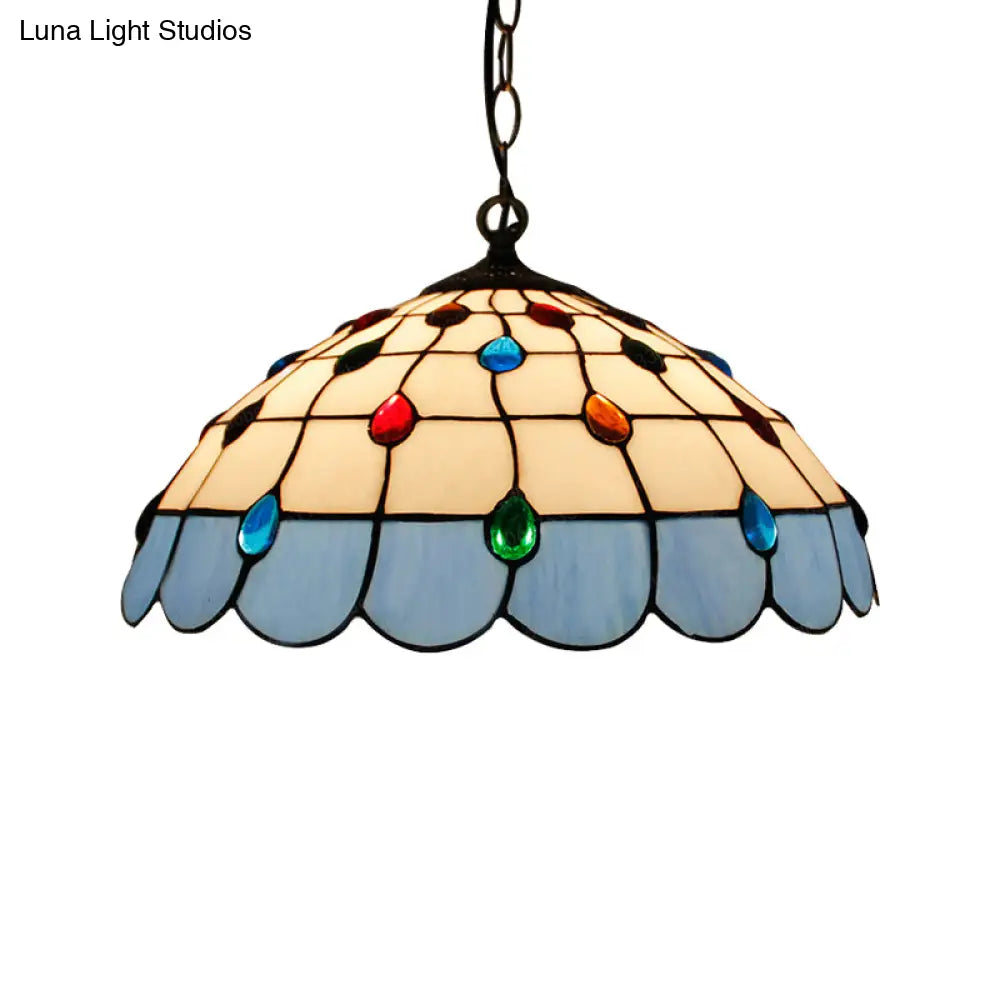 Tiffany Hand Rolled Art Glass Ceiling Light - Single Dome Pendant For Bedroom In Pink/Light