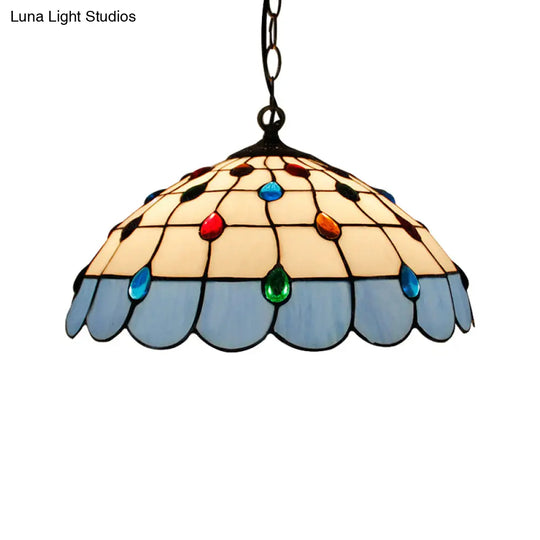 Tiffany Hand Rolled Art Glass Ceiling Light - Single Dome Pendant For Bedroom In Pink/Light