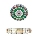 Tiffany Peacock Pattern Drum Flushmount Ceiling Lights 4-Light Bedroom Lighting With Art Glass