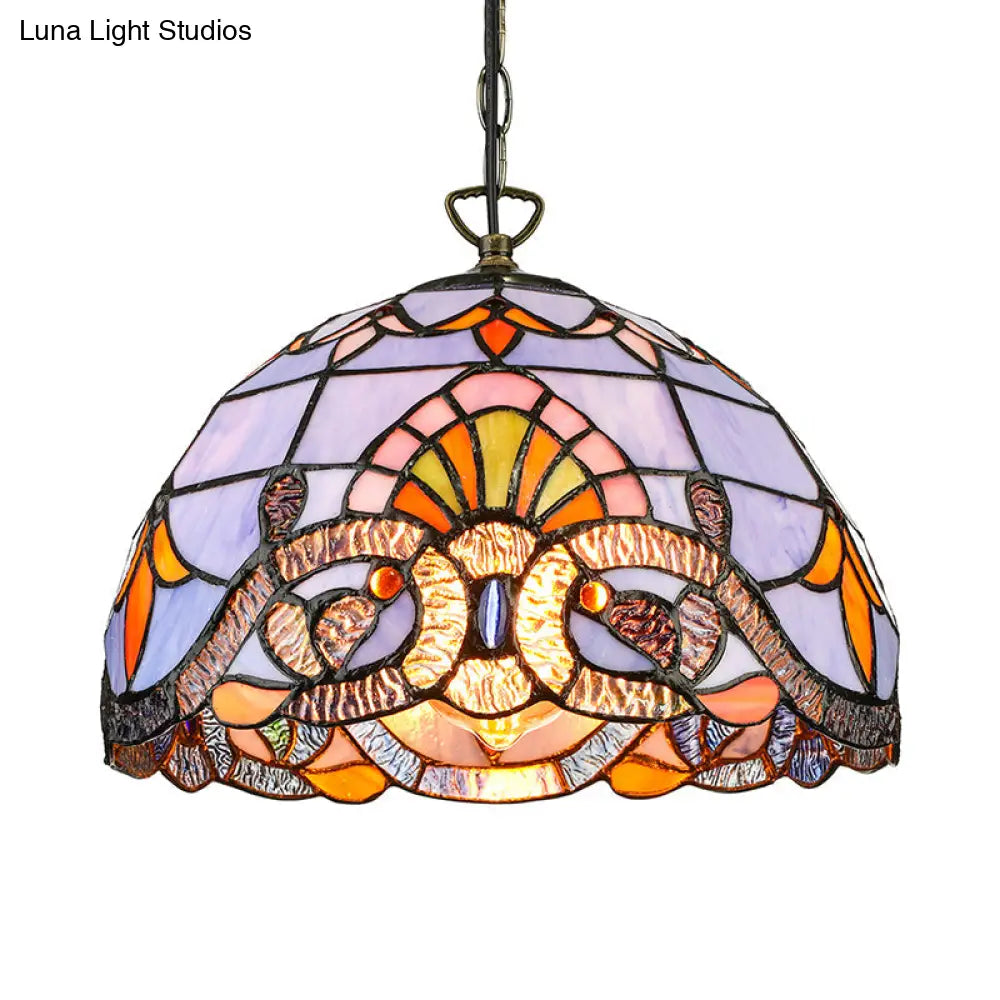 Tiffany Stained Glass Pendant Light For Kitchen Island - Sky Blue/Dark Blue