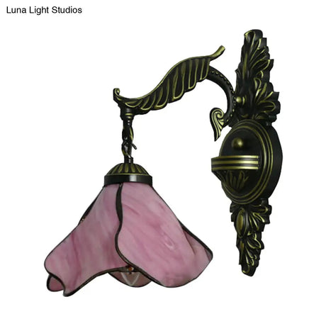 Tiffany Petal Sconce - Ivory/Pink/Blue Wall Mounted Light For Bedroom