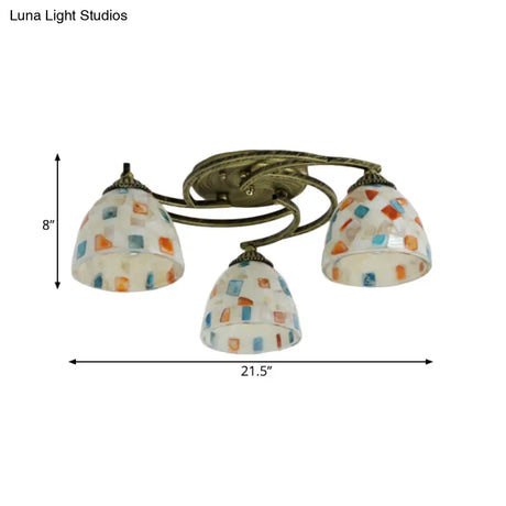 Tiffany Shell Dome Ceiling Light - 3/9/11 White Flush Mount For Living Room