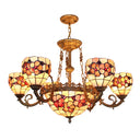 Tiffany Shell Multi-Head Pendant Chandelier In Beige For Living Room Decor 7 /
