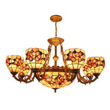 Tiffany Shell Multi-Head Pendant Chandelier In Beige For Living Room Decor 9 /