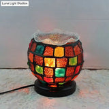 Tiffany Stained Glass Child Bedroom Desk Lamp With Lattice Bowl Design - Small Size Black Base