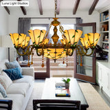 Tiffany Style Agate Leaf Chandelier In Antique Art Glass - 7/9/13 Lights Beige Ideal For Hotels