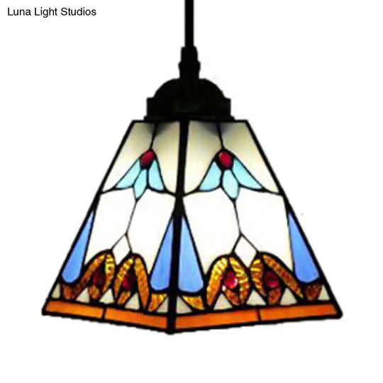 Tiffany-Style Black Glass Pendant Light - Magnolia/Shell Hanging Lamp