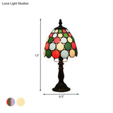Tiffany Style Glass Nightstand Lamp - Bowl Shape 1 Light Beige/Red-Green-Pink Bedroom Table