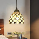 Tiffany Style Hand Cut Glass Pendant Light With Bell Shade: Single Suspension Fixture Yellow / 6’