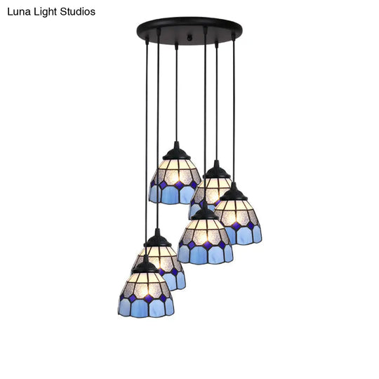 Handcrafted Tiffany Style Floral Pendant Ceiling Light Suspension Lamp For Dining Room