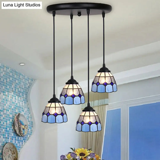Handcrafted Tiffany Style Floral Pendant Ceiling Light Suspension Lamp For Dining Room