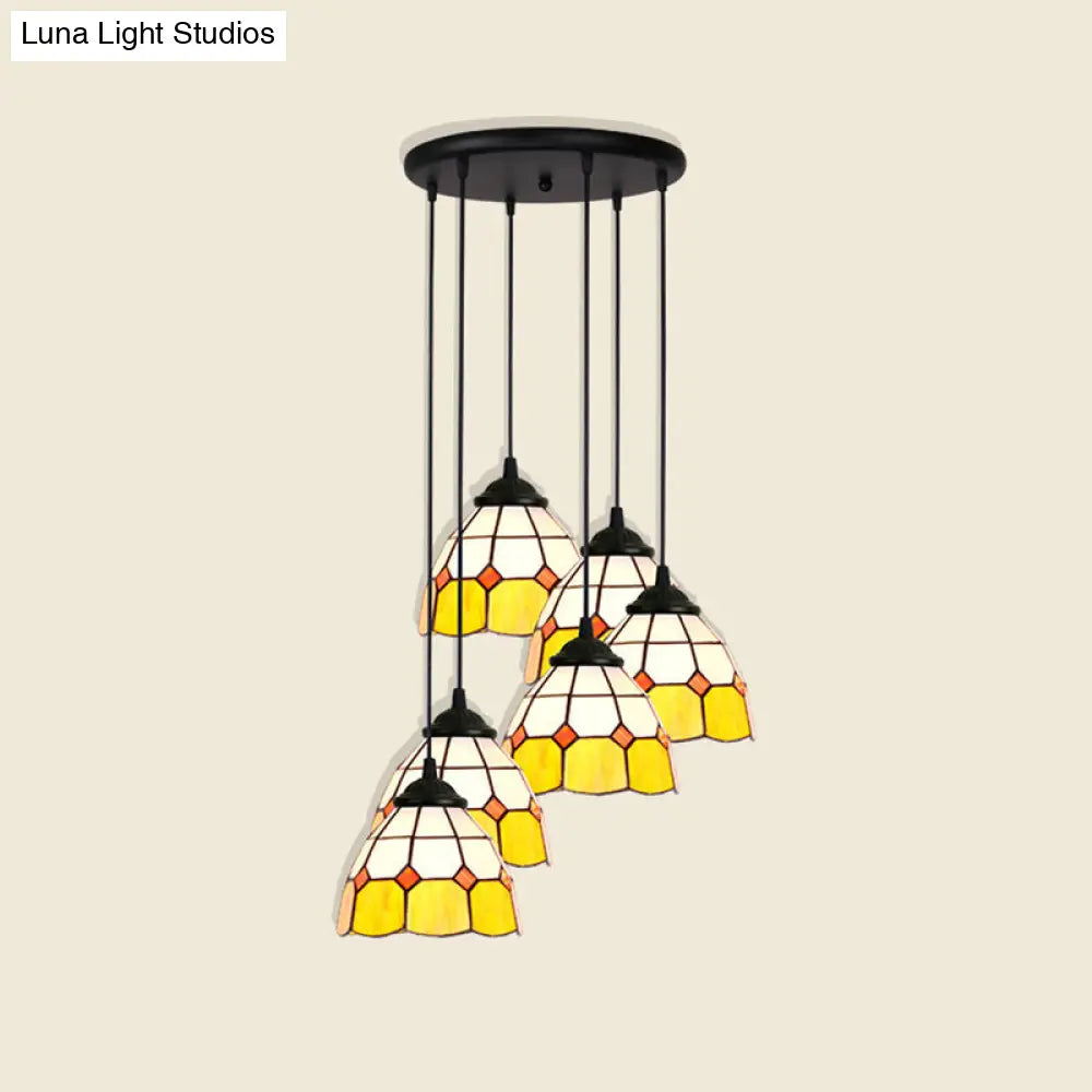 Handcrafted Tiffany Style Floral Pendant Ceiling Light Suspension Lamp For Dining Room 6 / Yellow
