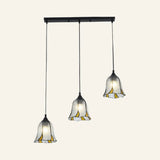 Tiffany-Style Handcrafted Glass Ceiling Lamp With Bell Design - 3-Bulb Suspension Light Clear /