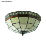 Tiffany Style Mission Ceiling Light: Stained Glass Semi Flush Mount With Geometric Shade