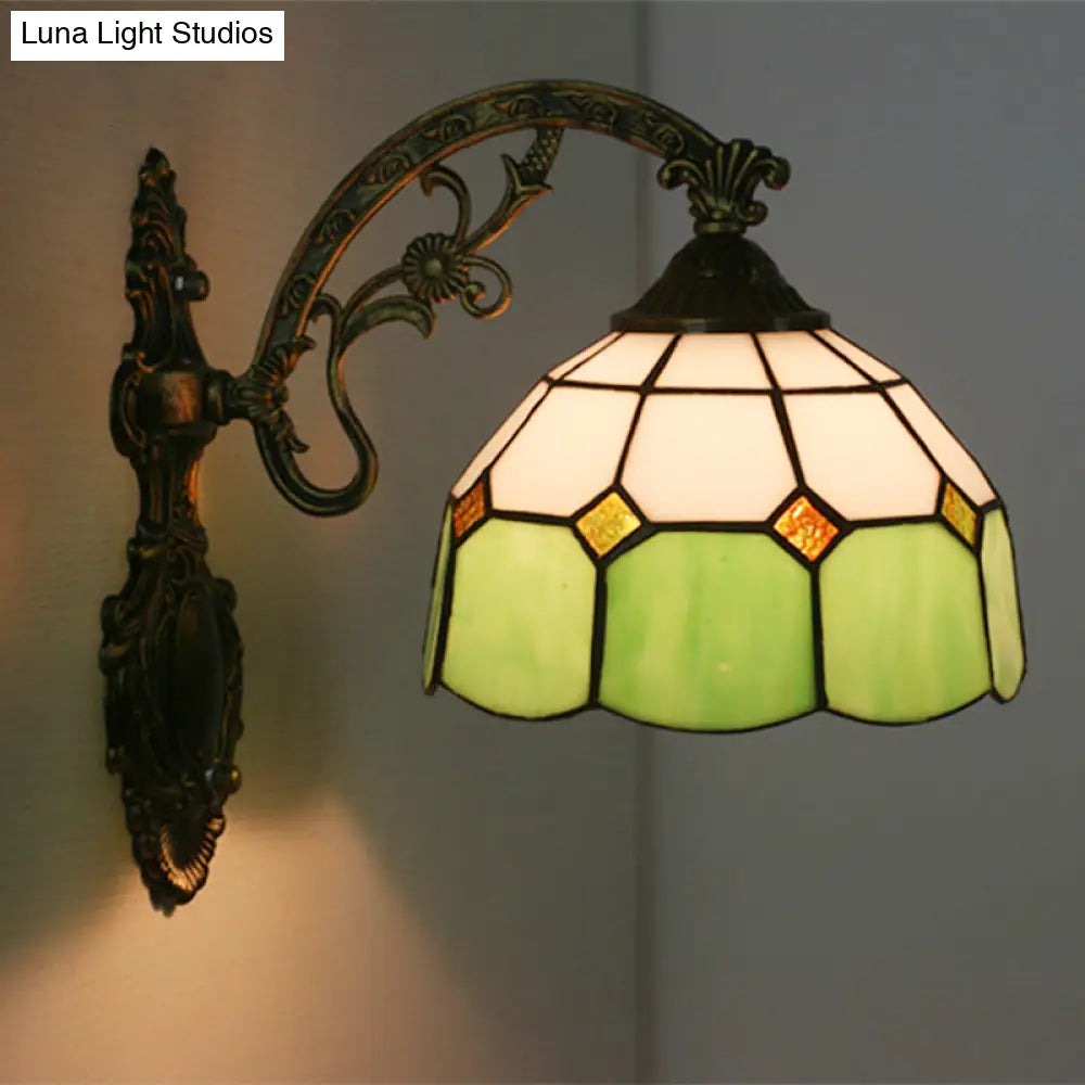 Tiffany Style Scalloped Wall Light-Grid Glass 1 Head Orange/Blue/Pink
