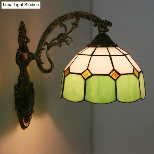 Tiffany Style Scalloped Wall Light-Grid Glass 1 Head Orange/Blue/Pink