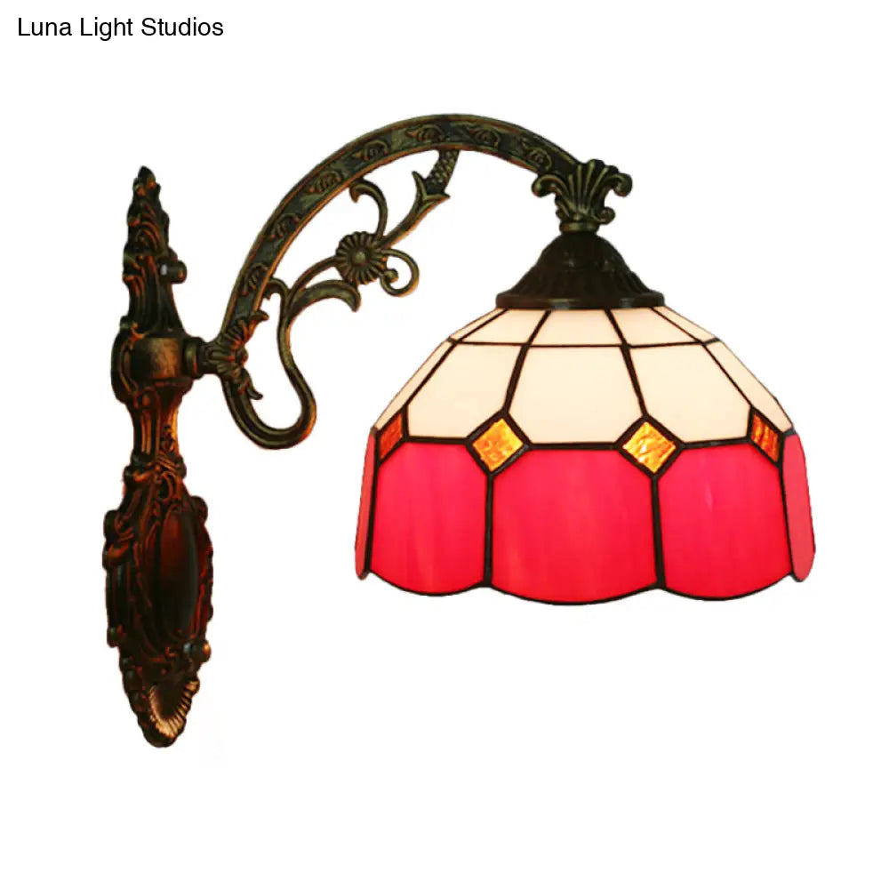 Tiffany Style Scalloped Wall Light-Grid Glass 1 Head Orange/Blue/Pink