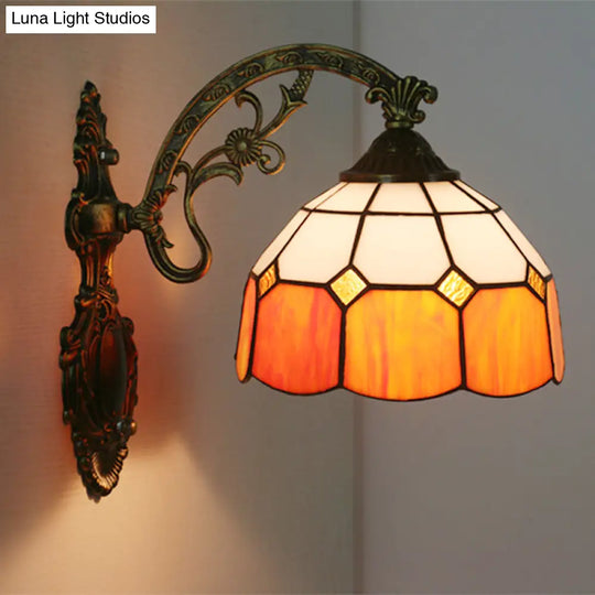 Tiffany Style Scalloped Wall Light-Grid Glass 1 Head Orange/Blue/Pink