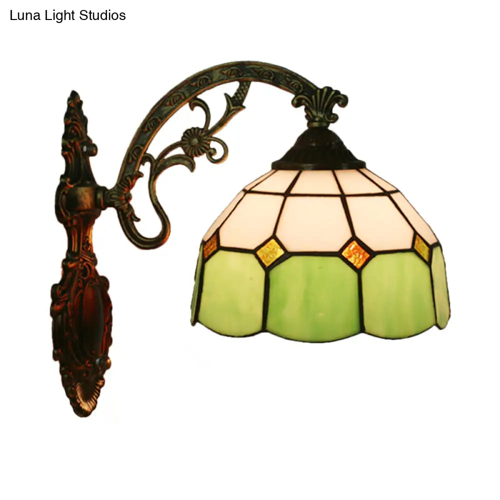 Tiffany Style Scalloped Wall Light-Grid Glass 1 Head Orange/Blue/Pink