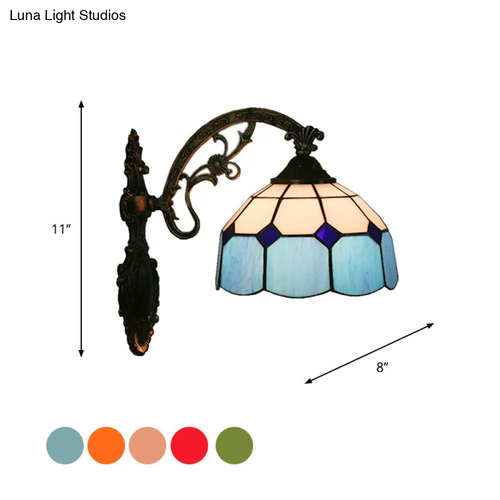 Tiffany Style Scalloped Wall Light-Grid Glass 1 Head Orange/Blue/Pink