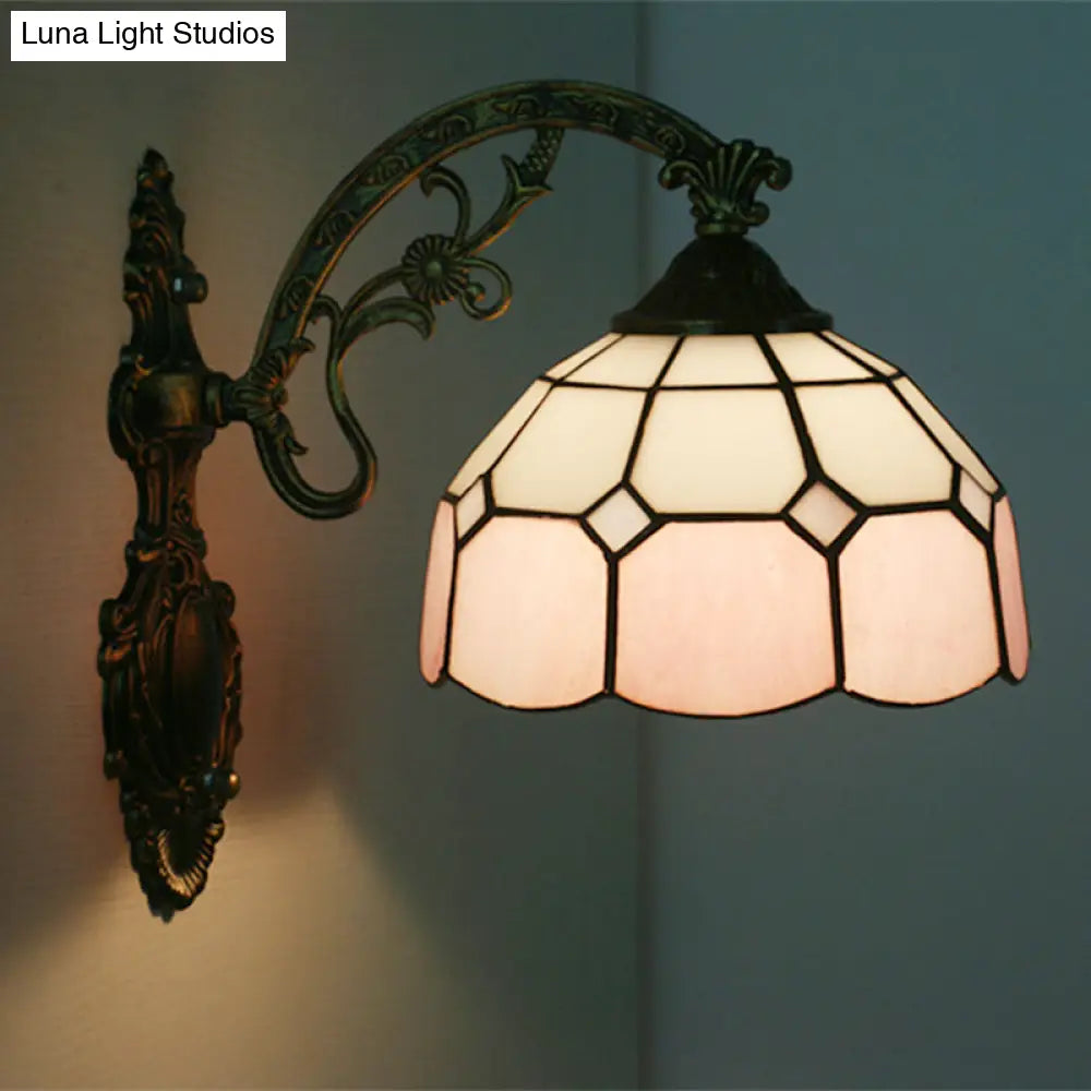 Tiffany Style Scalloped Wall Light-Grid Glass 1 Head Orange/Blue/Pink