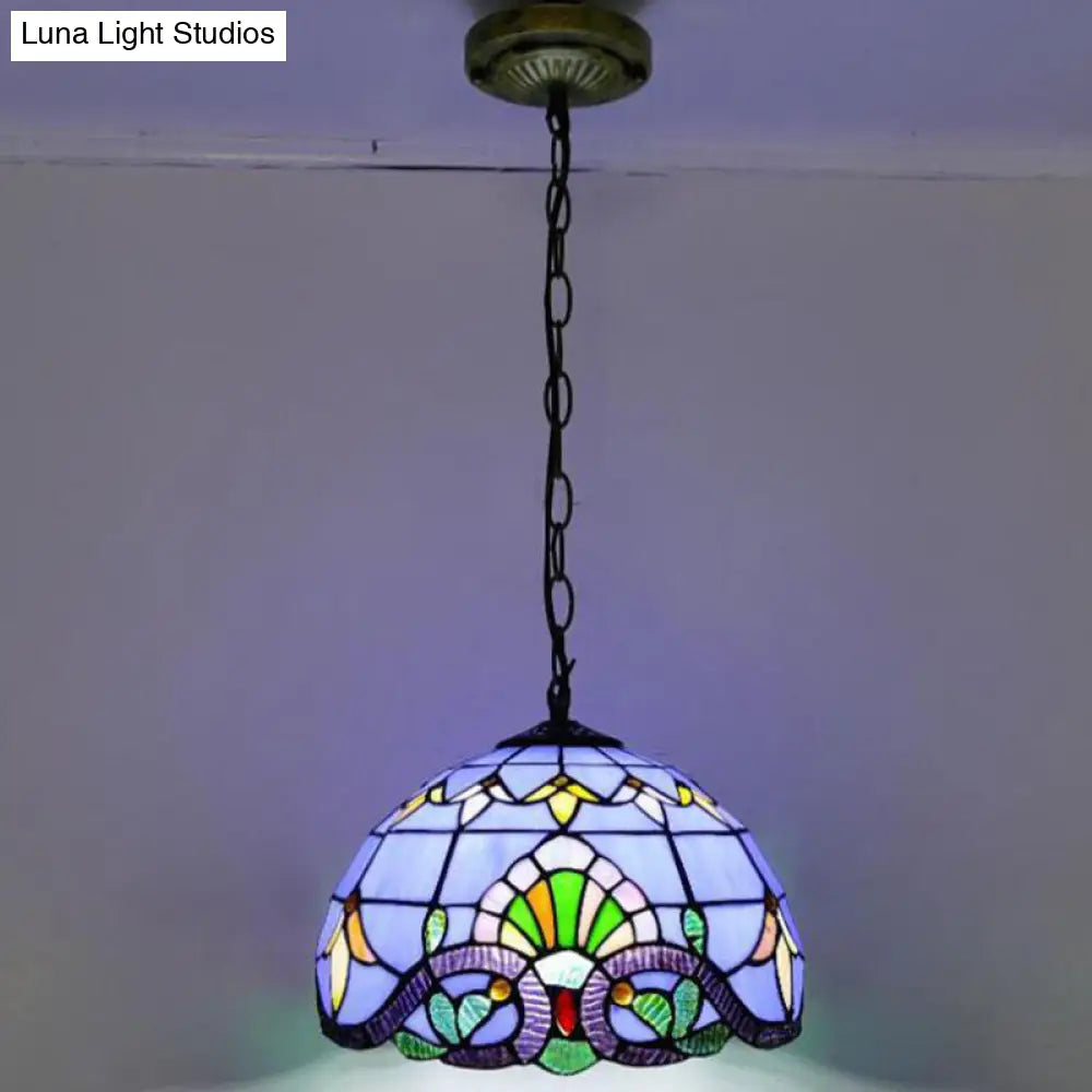 Tiffany-Style Stained Glass Pendant Light: Elegant 1-Light Hanging Lamp For Dining Room
