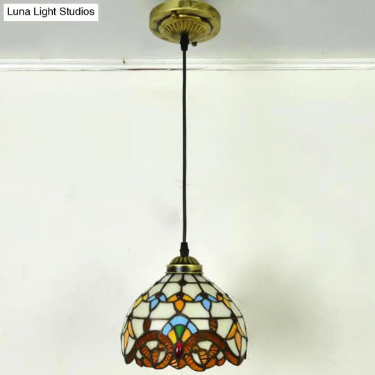 Tiffany-Style Stained Glass Pendant Light: Elegant 1-Light Hanging Lamp For Dining Room