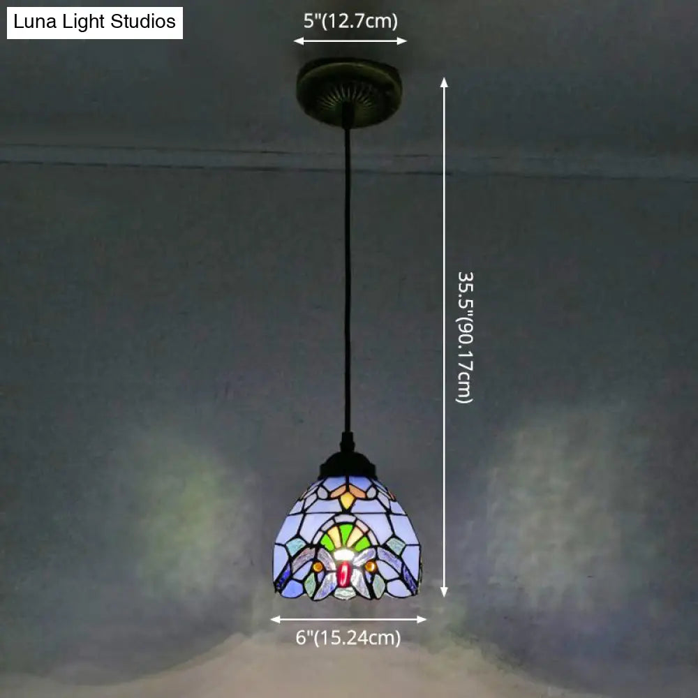 Tiffany-Style Stained Glass Pendant Light: Elegant 1-Light Hanging Lamp For Dining Room