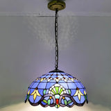 Tiffany-Style Stained Glass Pendant Light: Elegant 1-Light Hanging Lamp For Dining Room Blue / 16’