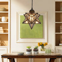 Tiffany Style Textured White/Clear Star Pendant Light - 8’/12’ Stainless Glass Dining Room