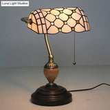 Tiffany Style Yellow/Blue Cut Glass Nightstand Lamp - Beaded Table Light For Living Room