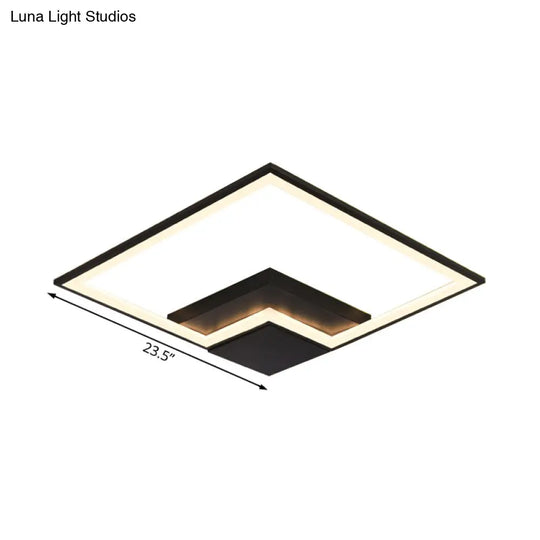 Torch Square Ceiling Lamp Simplicity - Black/White Led Acrylic Flush Mount Light (16/19.5/23.5)