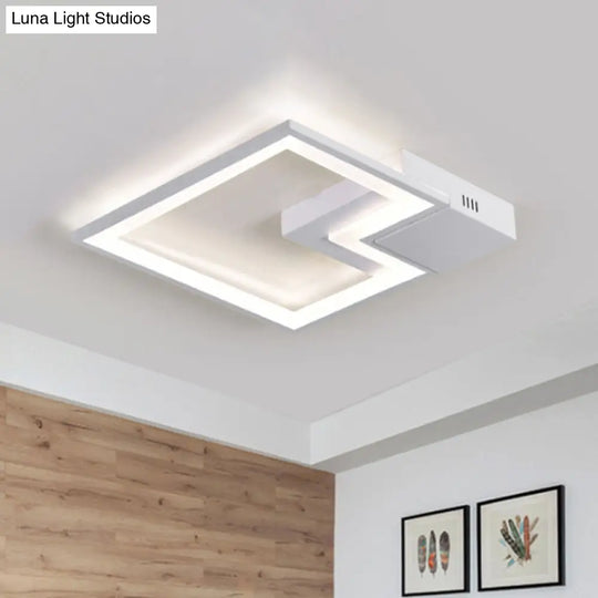 Torch Square Ceiling Lamp Simplicity - Black/White Led Acrylic Flush Mount Light (16/19.5/23.5)