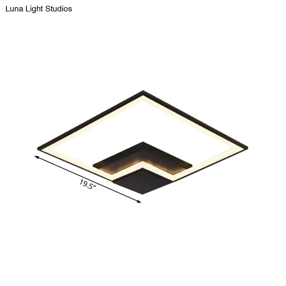 Torch Square Ceiling Lamp Simplicity - Black/White Led Acrylic Flush Mount Light