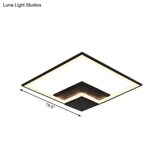 Torch Square Ceiling Lamp Simplicity - Black/White Led Acrylic Flush Mount Light